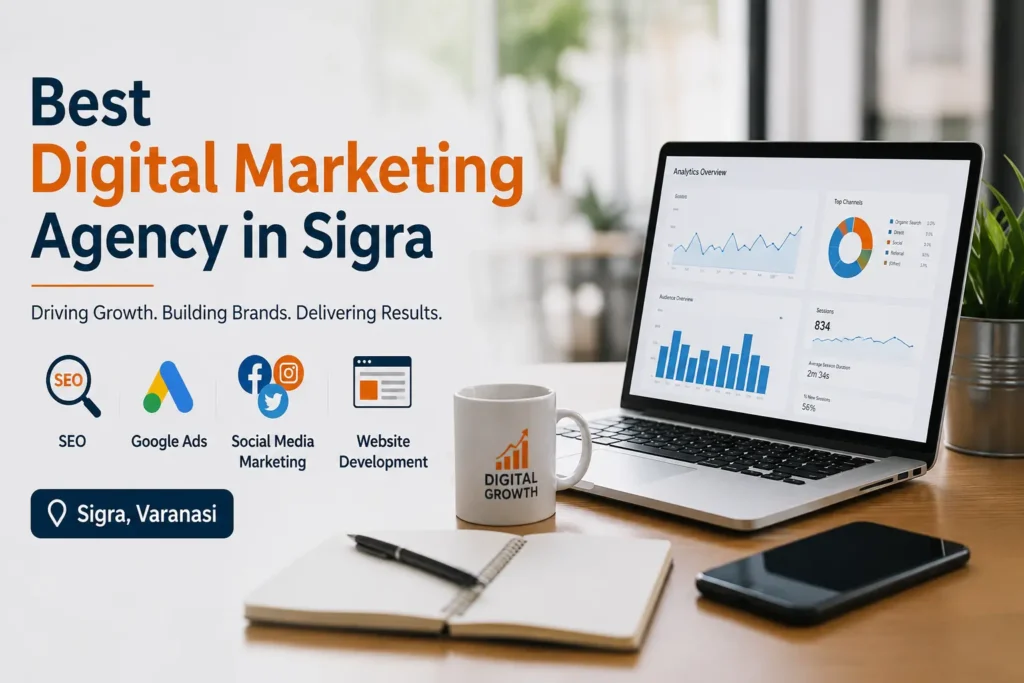 Marketinghubb team discussing digital growth strategy as the best digital marketing agency in sigra.