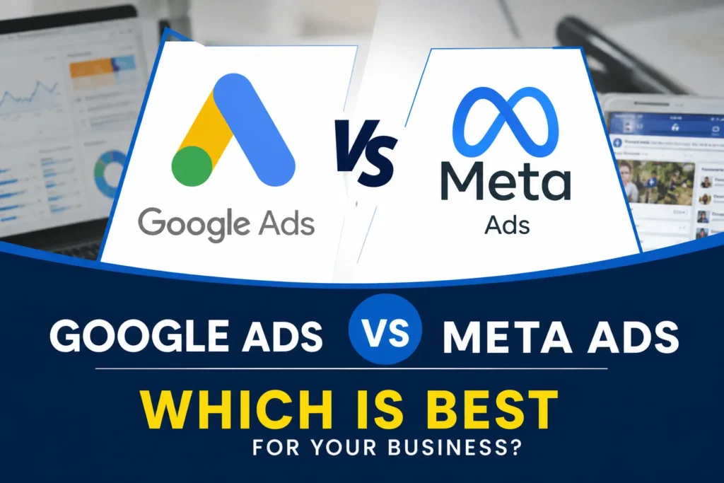 Google Ads vs Meta Ads comparison showing which platform is best for business growth.