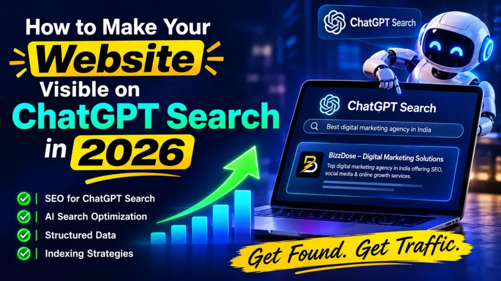 How to Make Your Website Visible on ChatGPT Search in 2026 using AI Search Optimization, structured data, SEO, indexing strategies, and GEO techniques.